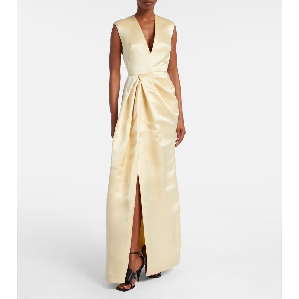 GIVENCHY Draped Silk Sleeveless Dress with Slit in Butter IT 42/ US 6 $6300